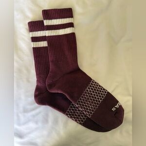Bombas Men’s Maroon and White Striped Crew Socks NWOT Size XL